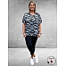 KAFFE CURVE Trui Lizzy Blue/Black Graphic